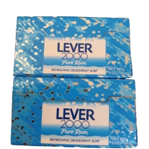 LEVER 2000 PURE RAIN 5 oz Deodorant Soap Bar Pack of 2 Bars NEW NOS Vintage 1997 - Picture 3 of 6